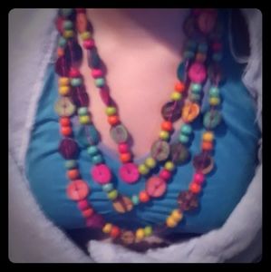 Multi colored three tier necklace